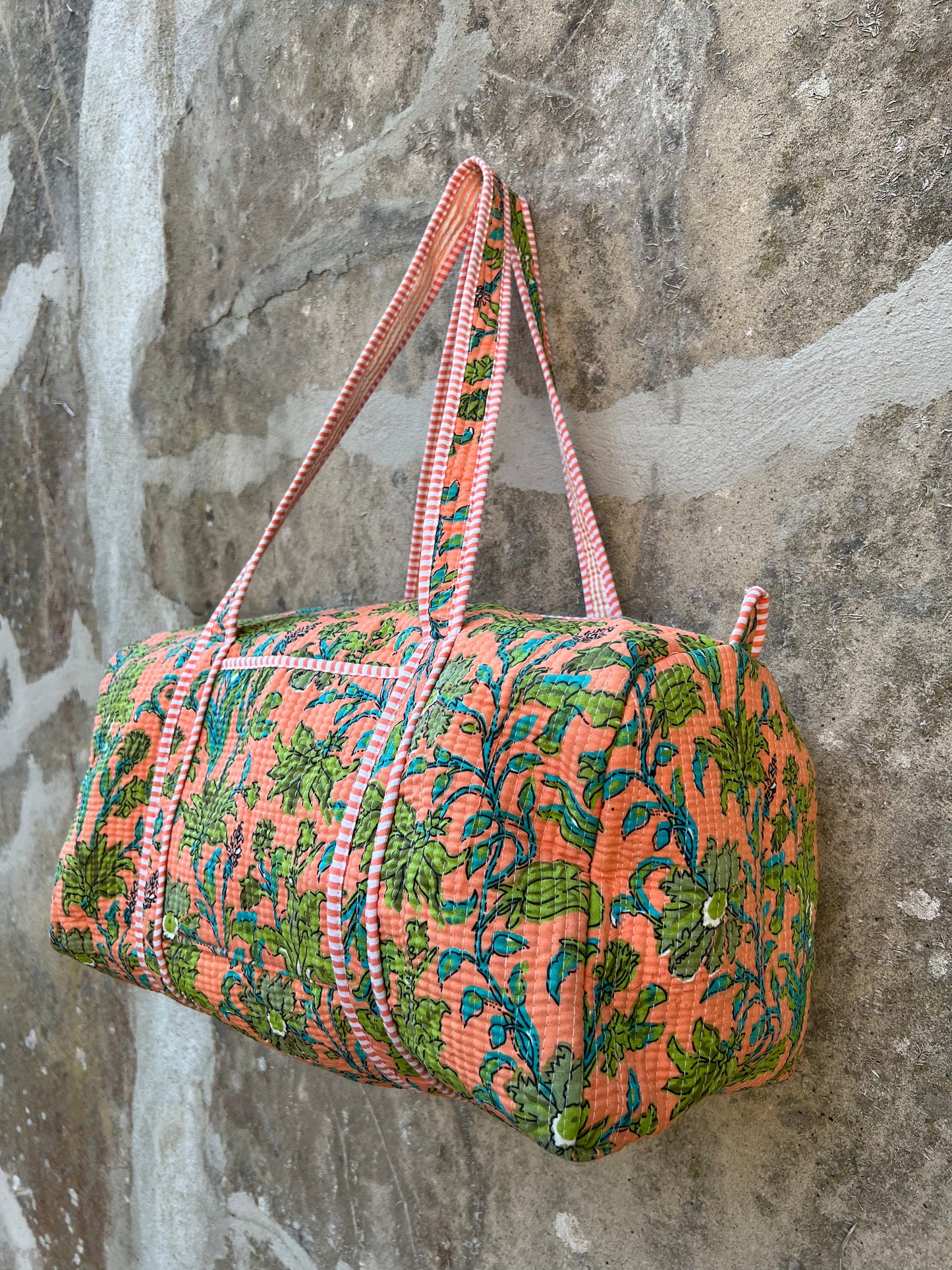 Sac week end en coton matelassé / sac de voyage floral