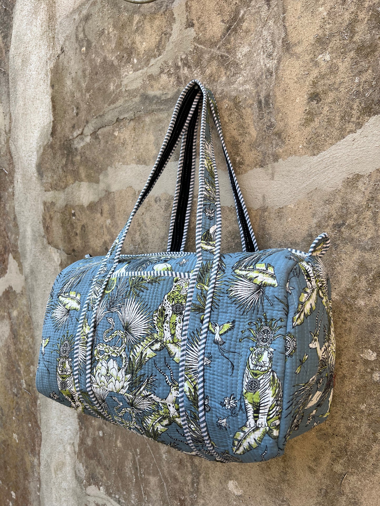 Sac week end en coton matelassé / sac de voyage floral