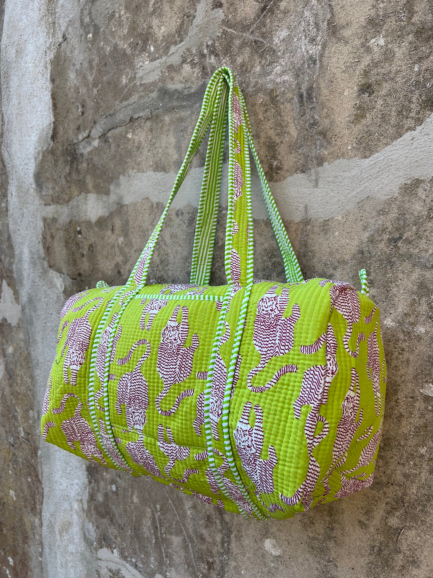 Sac week end en coton matelassé / sac de voyage imprimé tigre