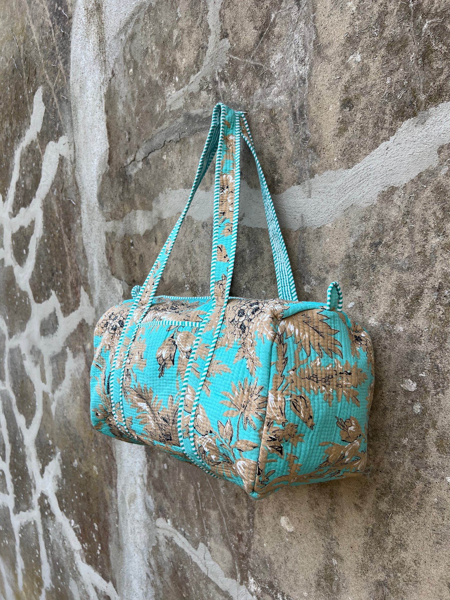 Sac week end en coton matelassé / sac de voyage floral