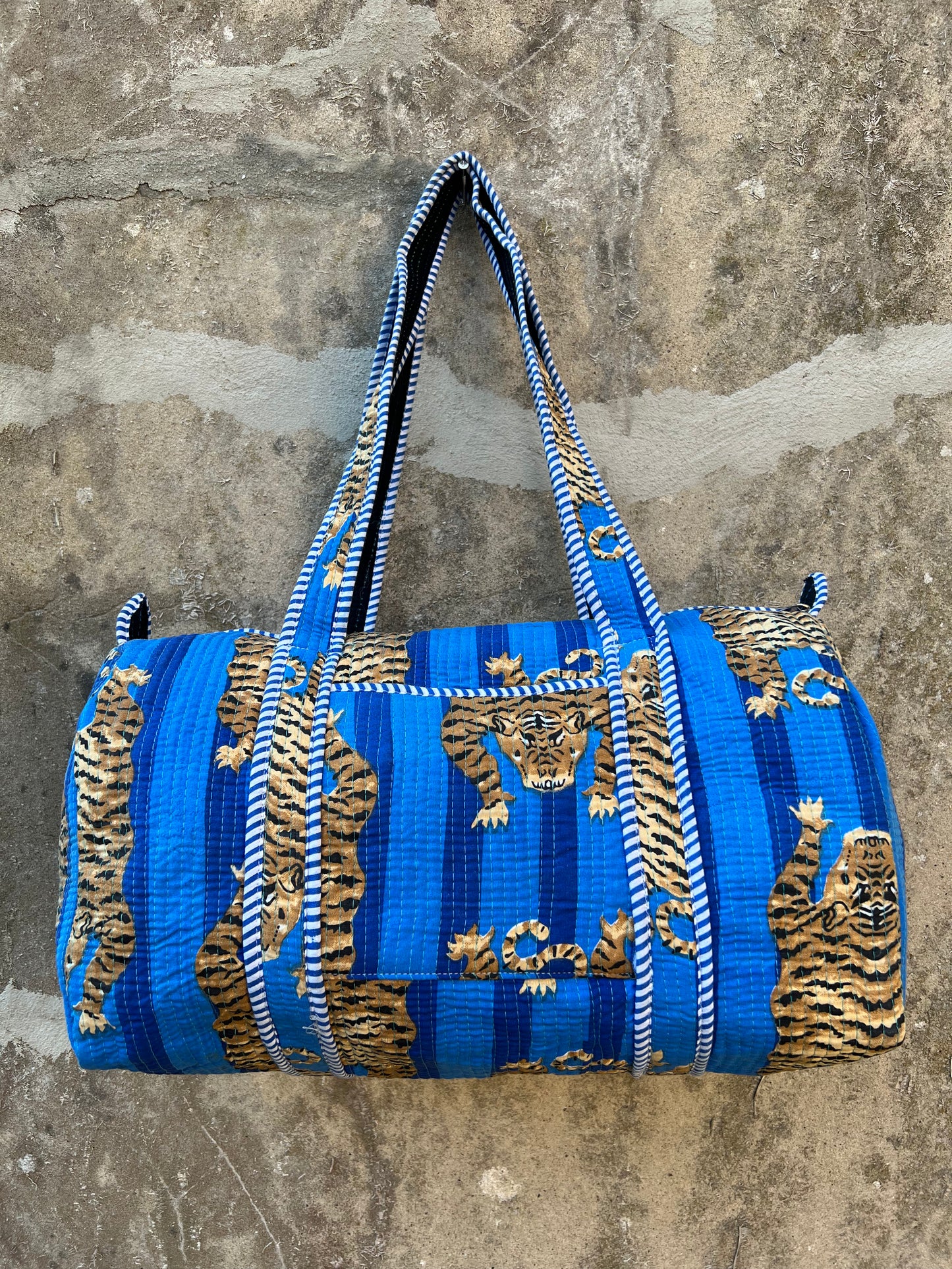 Sac week end en coton matelassé / sac de voyage imprimé tigre