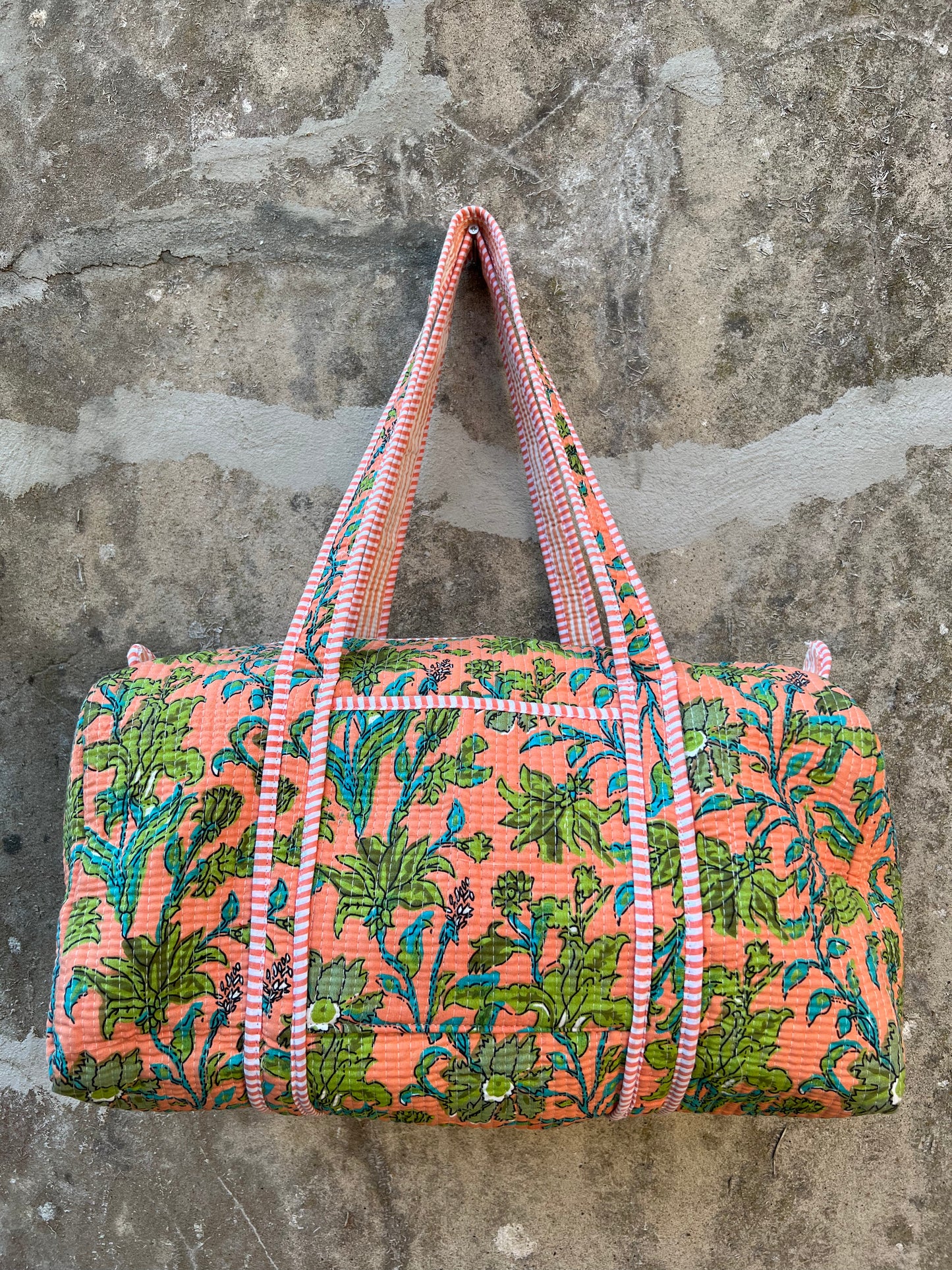 Sac week end en coton matelassé / sac de voyage floral