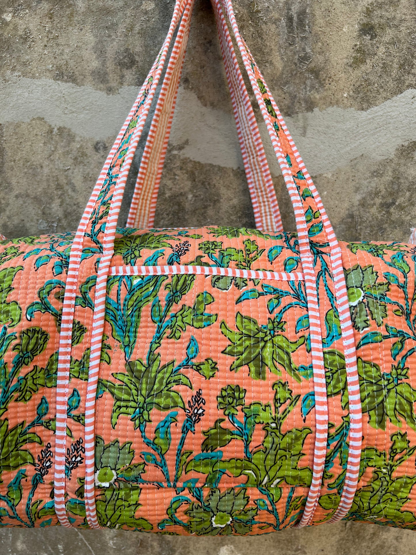 Sac week end en coton matelassé / sac de voyage floral