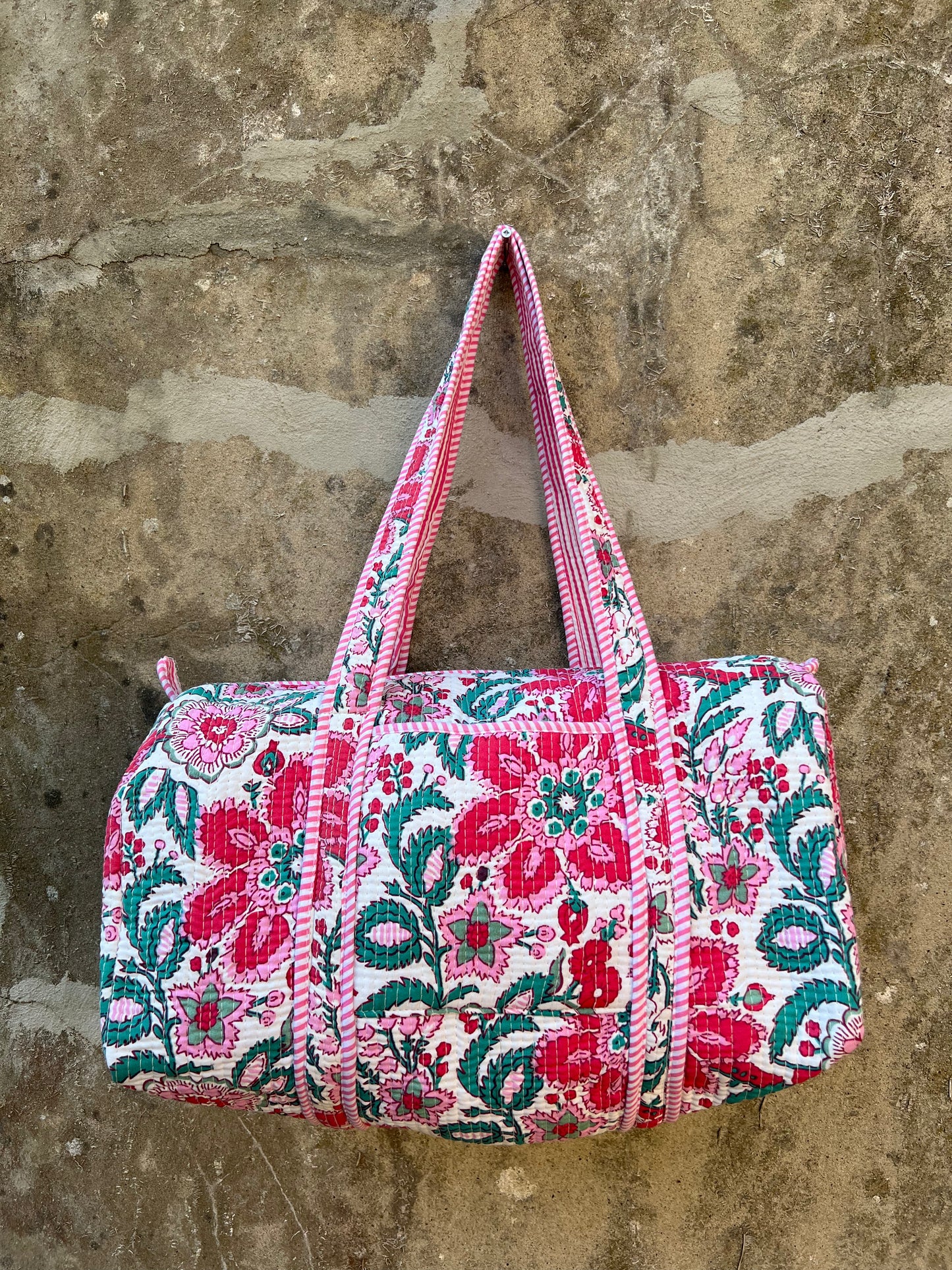Sac week end en coton matelassé / sac de voyage floral