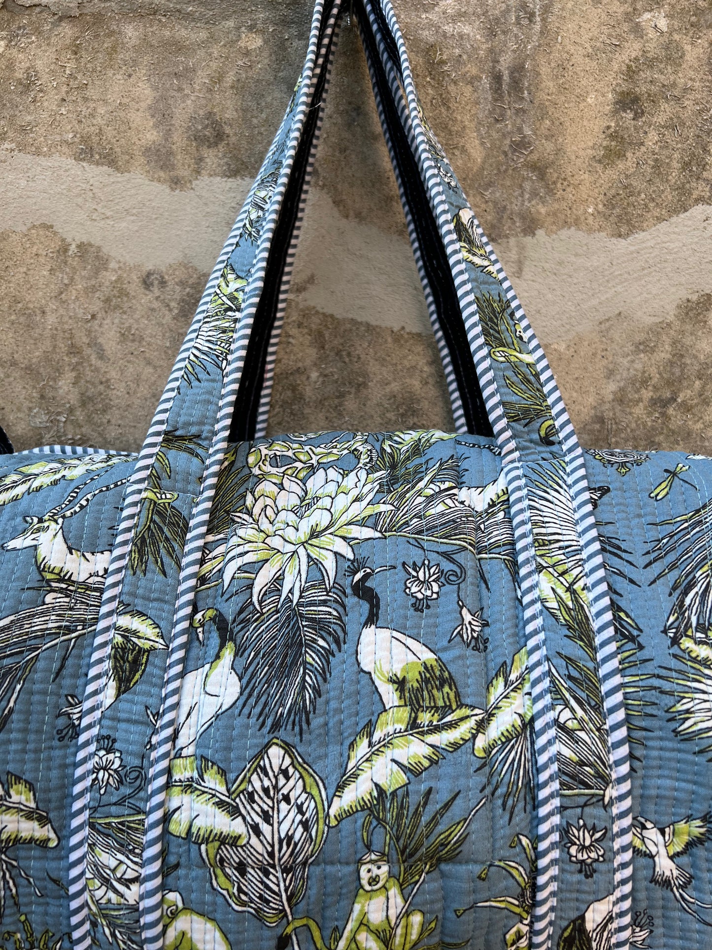 Sac week end en coton matelassé / sac de voyage floral