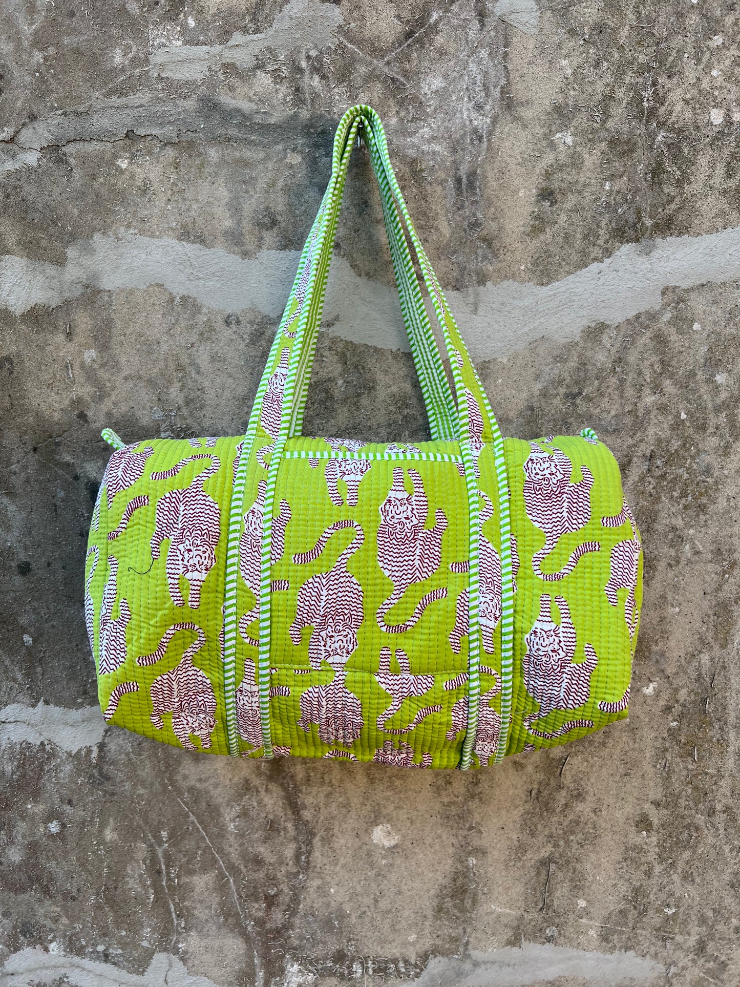 Sac week end en coton matelassé / sac de voyage imprimé tigre