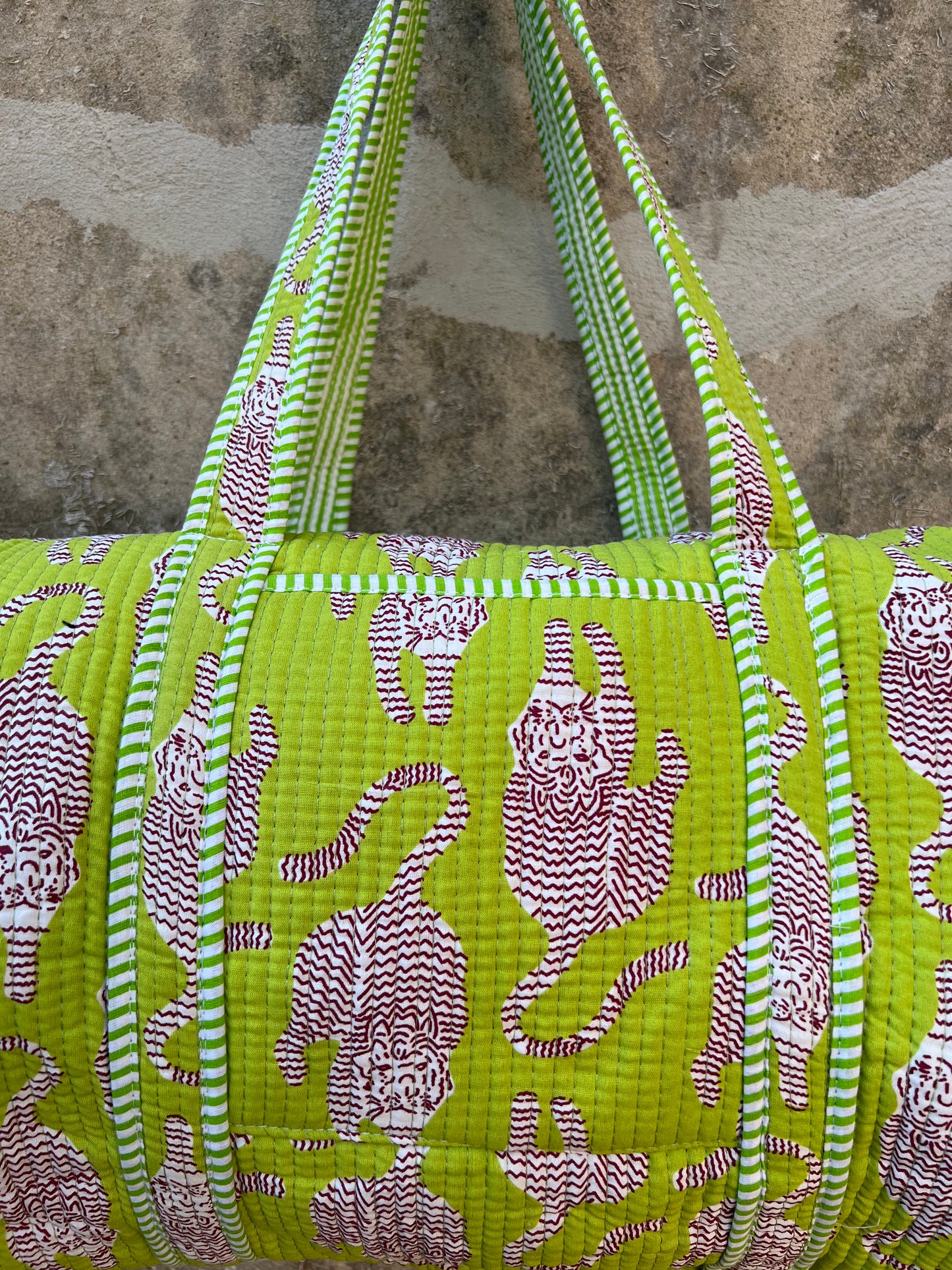 Sac week end en coton matelassé / sac de voyage imprimé tigre