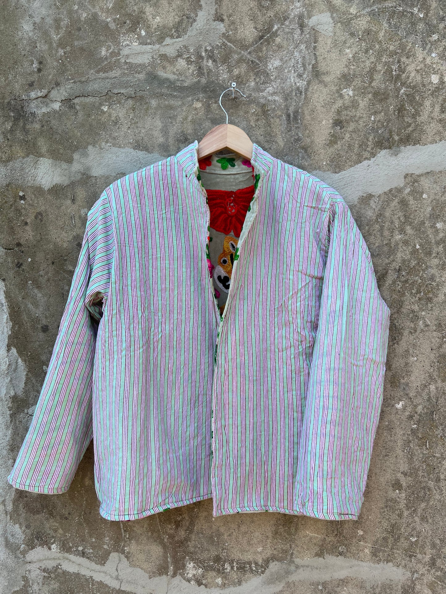 Veste Suzani en velours brodée / Manteau tigre floral avec poche / Taille unique