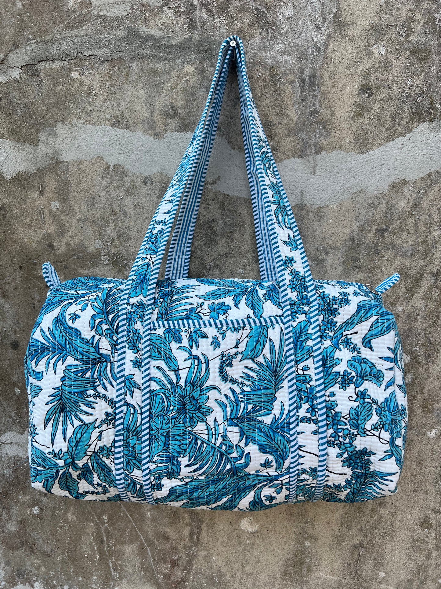 Sac week end en coton matelassé / sac de voyage floral