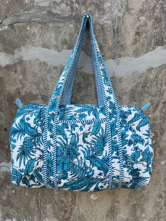 Sac week end en coton matelassé / sac de voyage floral