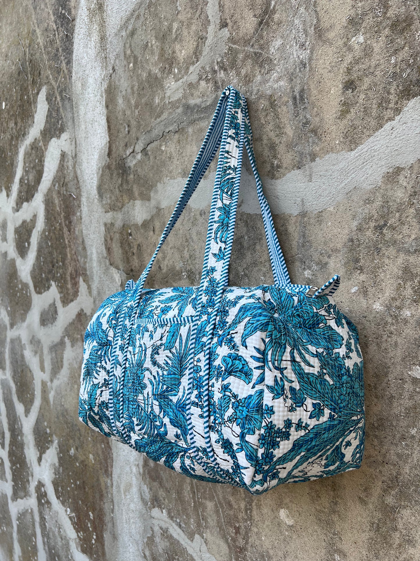 Sac week end en coton matelassé / sac de voyage floral