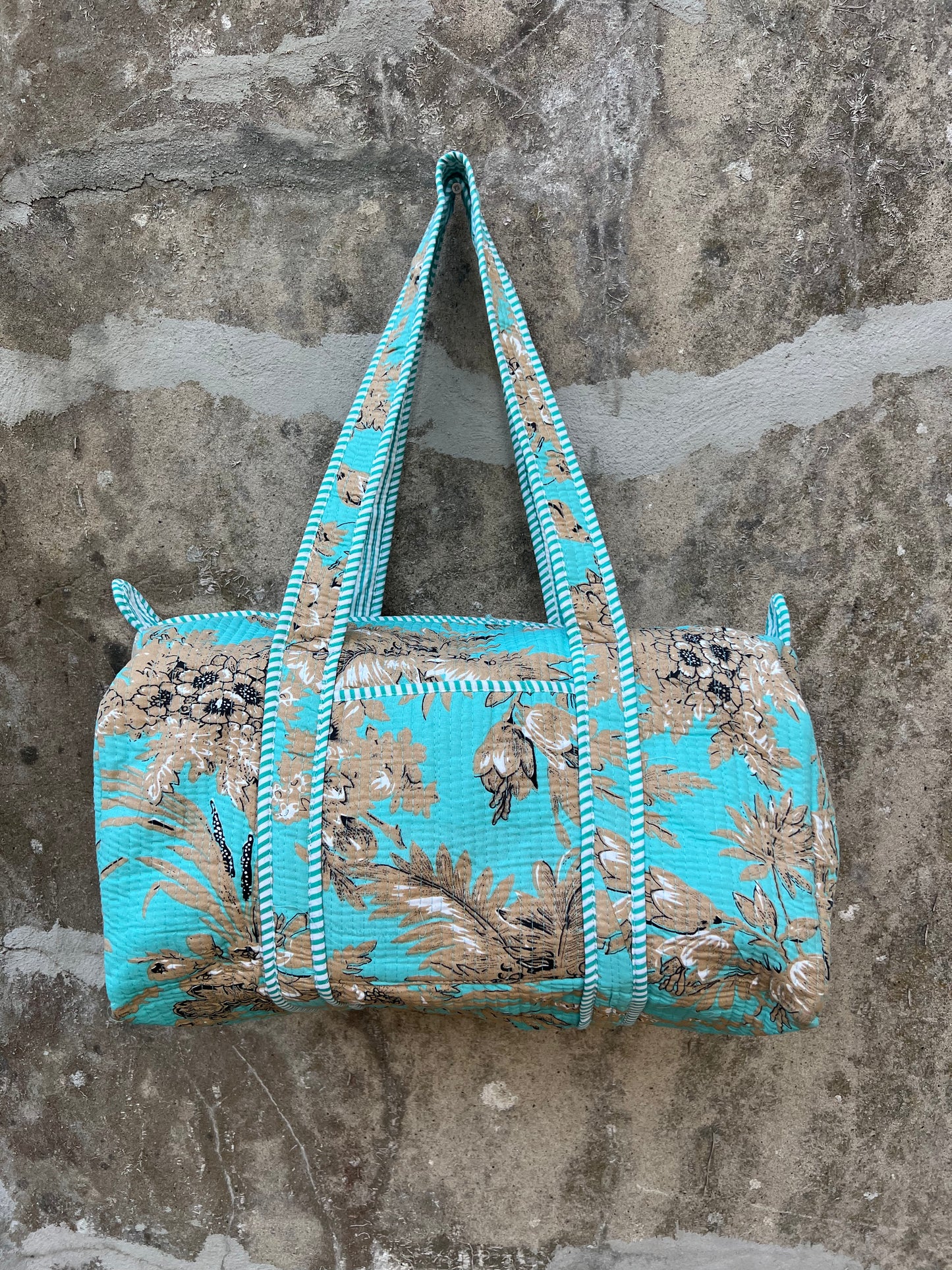 Sac week end en coton matelassé / sac de voyage floral