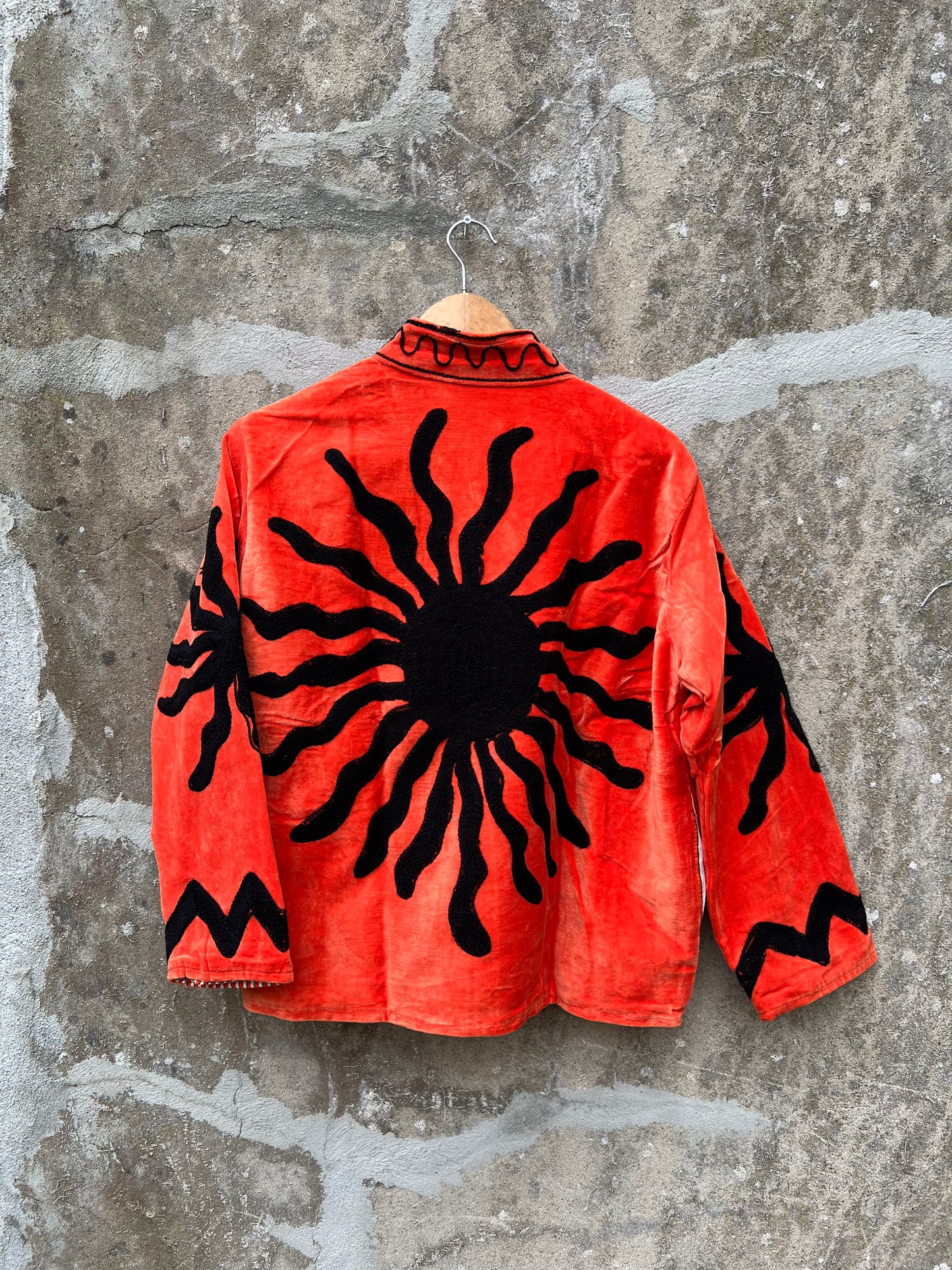 Veste Suzani en velours brodée / Manteau artisanal avec poche / Taille unique